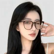 1pc Ins Gentle Minimalist Ultra-Light Round Eyeglasses, Flattering For All Face Shapes, Great For Office No-Makeup Commute & Students' Back-To-School Campus Outfits - Brown - View 3