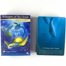 50 Kartu Whispers Of The Ocean Oracle Tarot Training Deck Kartu Tarot Permainan Papan Pesta Kartu Takdir Permainan Kartu Peramal - Blue and White - View 6