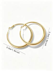 1 Pair Iron Round Earrings, Suitable For Women's Daily Wear - Yellow Gold - View 5