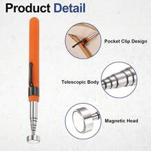 8LB Telescoping Magnetic Pickup Tool With Pen Clip – Stainless Steel Grabber, Ergonomic Grip, Manual For Auto, Construction & Home Repair, Compact Mechanic Tool - A - View 4