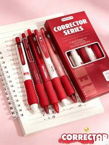 5 buah/kotak pulpen merah netral, pulpen tinta merah tarik 0,5 mm, pulpen kantor berkualitas tinggi, tinta merah cocok untuk guru dalam menilai tugas, menandai poin penting, memberi nilai, dan mengembalikannya ke sekolah, alat tulis yang bagus. - pulpen - View 8