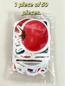 50 Tomato Graffiti Stickers Korean Ins Style Irregular Shaped Stickers DIY Hand Account Collage Decoration Material Student Card Notebook Glass Luggage Decorative Stickers School Necessary Stickers Cute Stickers Halloween Back To School - Multicolor - View 9
