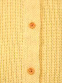 Tween Girl Knitted Embroidered Floral Collar Cardigan For Daily Wear - Yellow - View 8