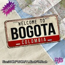 2D平面 1件裝 Welcome To Bogota Colombia 金屬裝飾牌，金屬材質，適用居家、咖啡廳、餐廳，室內/室外通用，車庫房間裝飾，金屬牆面藝術裝飾，僅供裝飾使用（隨機款式） - A - 查看 6