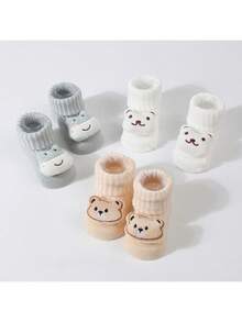 3 Pairs Cute Baby Floor Socks - Multicolor - View 12