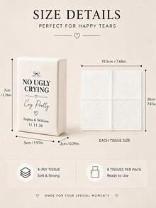 Customized Wedding Guest Napkin Gift, Elegant Ivory Satin Pocket Napkin With Groom And Bride Names And Wedding Date, Humorous "Don't Cry Ugly" Quote Wedding Tear Napkin, Suitable For Reception Table Decor And Bridesmaid Gifts - Multicolor - View 6
