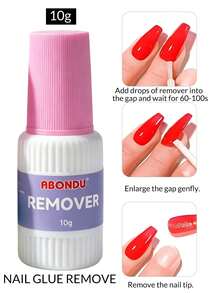 2pcs 10g Nail Glue & Remover Kit,Quick Drying Nail Tip Adhesive Strong Fake Press On Nail Adhesive With Gentle Glue Remover,Brush On Design False Acrylic Nails, At-Home Manicure & Nail Salon Use - 10g - View 4