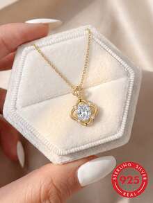 S925 Sterling Silver Four-Leaf Clover Pendant Necklace, Versatile Jewelry For Women, Gift For Girlfriend, Wife, Mother On Birthday, Anniversary - Multicolor - View 2