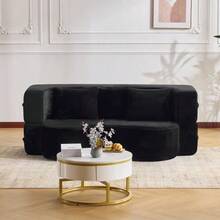 Large 2-In-1 Sofa, Fully Compressed Futon Sleeper Sofa, No-Assembly, Foldable Floor-Standing Sleeper Sofa - Black - View 5