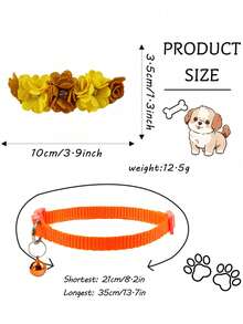 1pc Fashionable Fabric Faux Rose Flower Cute Adjustable Bell Collar For Small Pets, Decoration For Happy Cats And Dogs - Multicolor - View 3