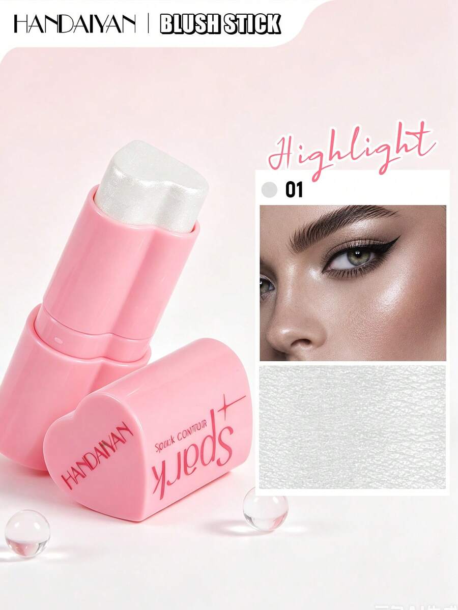 HANDAIYAN Heart-Shaped Blush & Highlighter Stick, Long-Lasting Color, No Smudging; Natural Contouring Blusnter Must-Haves - 01 - View 1
