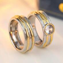 DIYCCPC Bohemian Style Vintage Zirconia Wide Ring Set (2pcs), Unisex Dual-Color Rings, Suitable For Daily Wear, Parties, Festivals - Multicolor - View 8