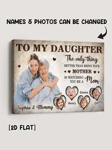 Catygift Custom Rustic To My Daughter Photo Canvas / Mother's Day Gift For New Mom Family Wall Art - As Shown - View 1