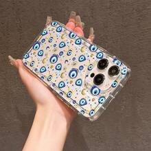 Evil Eye Beaded Pattern Printed Transparent Phone Case, Fruit Floral Lucky Charm Pattern Printed Anti-Drop Protective Cover Compatible With IPhone 13/11/17/17pro, Compatible With Samsung Galaxy/A54/A14/A12/A13 Waterproof Anti-Drop Anti-Scratch Durable Summer Gift Party - Multicolor - View 4