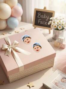 Custom Baby Photo Face Stickers,Assorted Hat Portrait Cutout Stickers,Knit Bucket Cap Bow Hat Stickers For Birthday Party DIY Decor,Birthday Gift - Multicolor - View 6