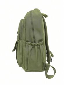 Ransel Buku dengan Penutup, Tahan Air, Portabel untuk Perjalanan, Liburan, Kerja, Kantor, Olahraga, Gym, Aktivitas Luar Ruangan, Kasual untuk Pelajar Laki-laki dan Mahasiswa. - Hijau Tentara - View 8