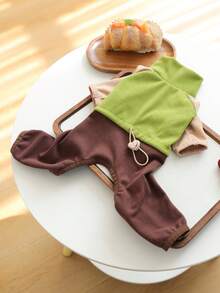 PETCIRCLE 1PC Pet Clothes Small Dog Puppy Cute Pet Autumn/Winter Versatile One-Piece Windproof Warm Colorblock Four-Legged Outfit - Green Coffee - Multicolor - View 4