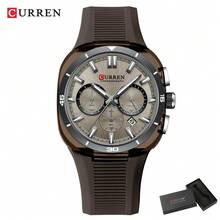 CURREN Men's Watch Luxury Sports Quartz Chronograph Waterproof Silicone Strap Luminous Automatic Date Wristwatch - Multicolor - View 17