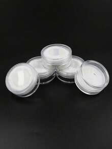 1 pieza Estuche blanco transparente para polvo suelto, caja de polvo con borla de felpa y contenedor de crema - transparente - Ver 3