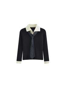 Women's 2 In 1 Casual Versatile Daily Wear Knit Top - Black - View 5