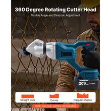 Metal Shear Sheet Metal Cutter Cordless With 360-Degree Pivoting Head Double Blades  20 GA Stainless Steel Aluminum Plate Plastic Cardboard - 400W - View 4