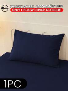 1pc/2pcs Soft Blue Pillowcase, Pillowcase, Bedding, Room Decor, Multi-Size Pillowcase, Envelope Closure, Wrinkle-Resistant, Breathable, Fade-Resistant, Stain-Resistant, Suitable For Bedroom, Sofa, Living Room, Pillow Insert Not Included, Back To School - Navy Blue - View 18