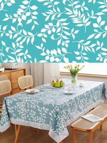 1pc Blue Printed PVC Plastic Tablecloth With Soft Flannel Backing, Waterproof And Oil-Proof, Easy To Wipe And Clean, Rectangular Durable Table Cover, Suitable For Camping, Indoor Daily Use And Outdoor Dining Table - Multicolor - View 7