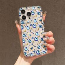 Evil Eye Beaded Pattern Printed Transparent Phone Case, Fruit Floral Lucky Charm Pattern Printed Anti-Drop Protective Cover Compatible With IPhone 13/11/17/17pro, Compatible With Samsung Galaxy/A54/A14/A12/A13 Waterproof Anti-Drop Anti-Scratch Durable Summer Gift Party - Multicolor - View 2