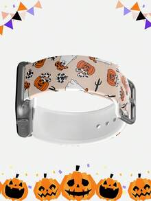1pc Cowboy Hat Ghost Pumpkin Halloween Holiday Gift Silicone Watch Band, Compatible With Apple Watch 38mm, 40mm, 41mm, 42mm, 44mm, 45mm, 46mm, 49mm, Suitable For Apple Watch Series 11 Ultra3 SE3 Ultra2 S11 S10 SE2 9 8 7 SE 6 5 4 3 2 1, Unisex Soft Elastic Breathable Comfortable Sports Wristband Replacement Strap - Multicolor - View 5