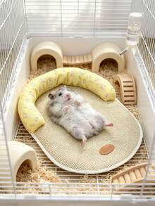 Small Pet Cooling Mat, Breathable Bamboo Fiber Mat, Neck Hollow Sleep Pad, Hamster Sleeping Bed Nest Mat, Pet Bed Mat - Multicolor - View 3