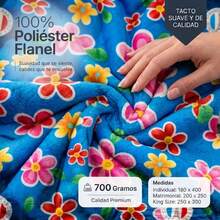 DuVlo Lightweight Warm Soft Blanket Queen Size - Blue Flowers - View 4