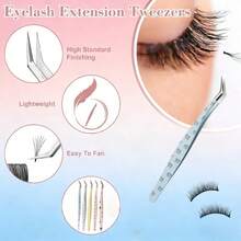 5/3/1pc Cartoon Curved Tweezers, New High Precision Anti-Static Eyelash Curler, Cartoon Eyelash Extension Tweezers, Eyelash Extension Tools, Beginner Tweezers, High Precision Eyelash Extension Auxiliary Clip - Multicolor - View 7