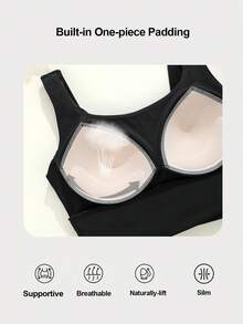 瑜珈背心透氣運動內衣，吸震收緊功能，修飾背部線條，健身訓練背心，運動休閒風 - 黑色 - 查看 5