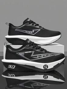 Women's Sports Shoes, Featuring Fabric Upper And EVA Sole, Suitable For All Seasons, Versatile Style, For Running, Basketball, Volleyball And Gym Workouts. - Black - View 4