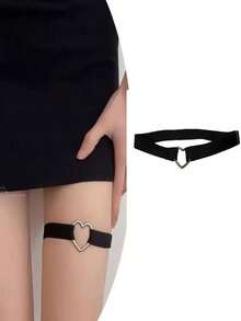 2PCS Women's Black Adjustable Polyester Elastic Leg Garters Punk Style Stocking Suspenders Fashion Thigh Straps Socks Anti-Slip Fixing Bands Leg Harness - Black - View 6
