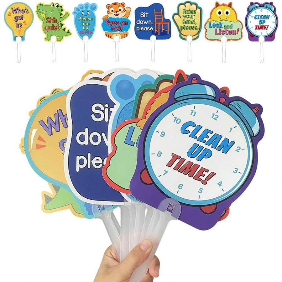 8pcs Teacher Classroom Rules Sign Set - Handheld Boards, Essential For Teaching And Educational Activities - Teacher's Handheld Whiteboard - View 1