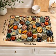 1pc Colorful Gemstone Pebble Print Diatom Mud Kitchen Drain Mat, Absorbent Quick-Dry Non-Slip Coffee Machine Mat, Suitable For Kitchen Countertop, Dish Rack, Dining Table And Coffee Bar Decor - Multicolor - View 10