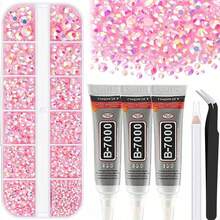 12-Grid*2 Pink Jelly Resin Rhinestone Handmade Jewelry Accessories SS12-SS20 Flat Back Light Pink Deep Pink Colorful Rhinestones, Non-Hot Melt, Suitable For Mugs, Cups, Glass Bottles And Various Handmade DIY Projects - Multicolor - View 6