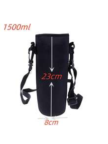 Durable Insulated Water Bottle Sleeve, Portable Water Bottle Bag With Adjustable Shoulder Strap, Travel Water Bottle Protective Cover - Black - View 11