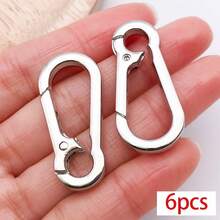 6pcs Metal Keychain Findings Star Heart Spring Rings Lobster Clasps Carabiner Clips Swivel Hooks For DIY Keychains Bag Charms Jewelry Making Supplies - Multicolor - View 13