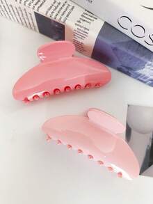 2pcs Pink Glossy Acrylic Half-Round Hair Claw Clips, High Crown Back-Of-Head Updo Half-Up Hair Claw, Korean Gentle Style Elegant Sweet Girly Spring Romantic Versatile Hair Accessories For Travel, Outings And Picnic - Multicolor - View 5