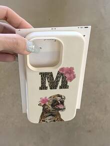 1件 白色豹紋字母M極簡個性化TPU防震全包手機殼，適用於Apple 17 16 15 14 13 12 11 Pro Max Air及系列 - 彩色 - 查看 1