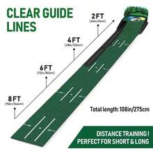 8ft Golf Putter Practice Mat With 3D Panoramic Background, Portable Putting Mat For Home And Office, Indoor And Outdoor Golf Training Aid - Green - View 4