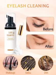 MEM Eyelash Extension Cleaning Kit, Includes 60ml Eyelash Cleaning Mousse, Gentle Non-Irritating Foam Cleanser, Suitable For Eyelash And Eyelid Cleaning, Suitable For All Skin Types And Beginners - White - View 5