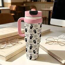 1PC 1000ML Halloween Bat Pumpkin, Creative Bat, Bat Pattern Stainless Steel Insulated Cup, Dual-Use Coffee Cup, Portable Straw Cup, Stylish , Suitable For Office/Home, Gift For Family/Friends, For Coffee/Milk/Tea - Multicolor - View 6