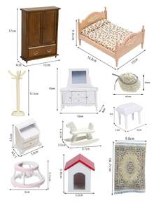 1 Set 16.8cm 1:12 Dollhouse Miniature Vintage Pastoral Bedroom Full Set Combination, Belonging To Bedroom Rest And Storage Dollhouse Furniture; Free Planning Layout With Rich Atmosphere And Interesting Scenery, Suitable For Adult Women's Collection, Creating Integrated Bedroom Real Scene, Bedroom Full Set Interior Decoration, Creative Display Window Theme Exhibition, Desktop Atmosphere Panoramic Art Decoration - Multicolor - View 4