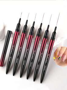 Professional Black Red Ombre Nail Art Liner Brushes Set French Stripe Line Painting Drawing Pen Kit For Gel Polish - Black - View 7