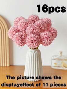 4/16pcs Artificial Chrysanthemum, Dandelion, Hydrangea Flower Bouquet, Suitable As Gift For Friends, Brides, Wedding Decoration, Home, Office, Cafe, Party Room Decor Fall Decor Autumn Decor Living Room Wall Art Autumn Room Decrations Bridesmaid Gifts - Coral Orange - View 14