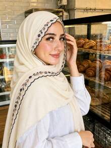 Multi-colored Embroidered Lace Headscarf