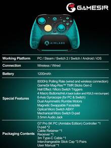 GameSir G7 Pro 8K PC Aimlabs Edition Gamepad Wireless Esports Controller Untuk Windows Steam Kompatibel Dengan Switch 2/1 Android IOS Phone Controle 8K Polling Rate Mag-Res TMR Sticks Hall Effect Micro Triggers Joysticks Untuk - Edisi Aimlabs - View 12